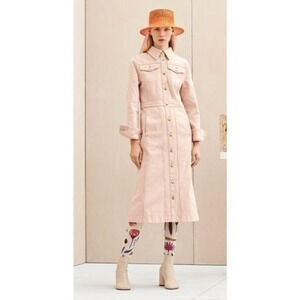 BAUM UND PFERDGARTEN Arden Cotton Denim Button Down Dress Cameo Peach Size S